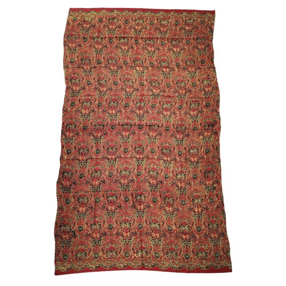 Large New Silk Sarong Wrap Scarf Red Gold Black Floral 75 x 44 - Picture 5 of 5